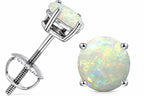 Tommaso Design™ Round 5mm Genuine Opal Screw Back Earrings Studs