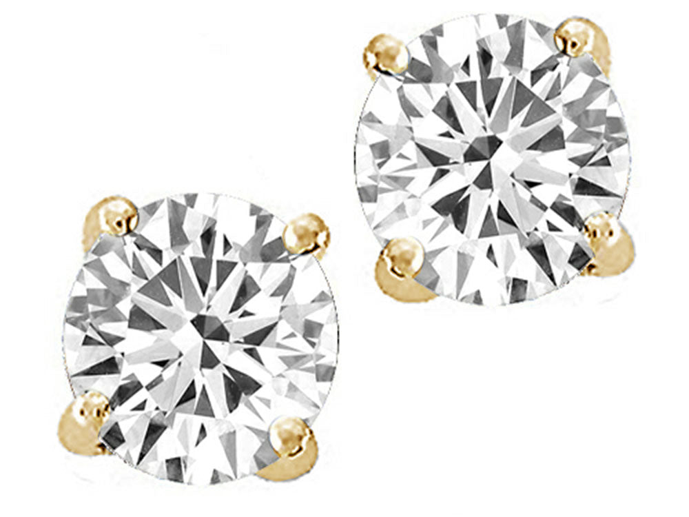 Tommaso Design™ Round 7mm Genuine White Topaz Earrings Studs