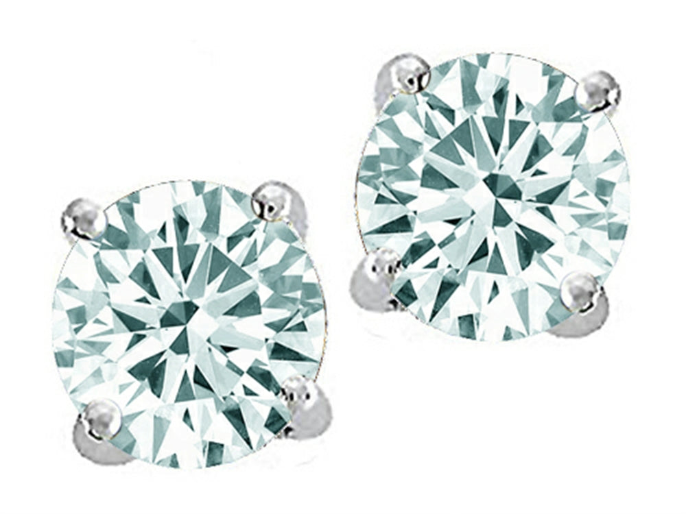 Tommaso Design™ Round 7mm Genuine Aquamarine Earrings Studs