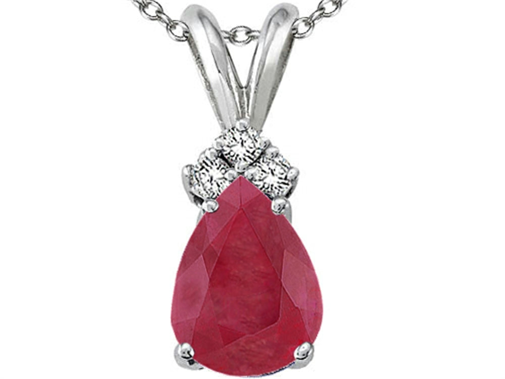 Tommaso Design™ Genuine Ruby and Diamond Pendant Necklace