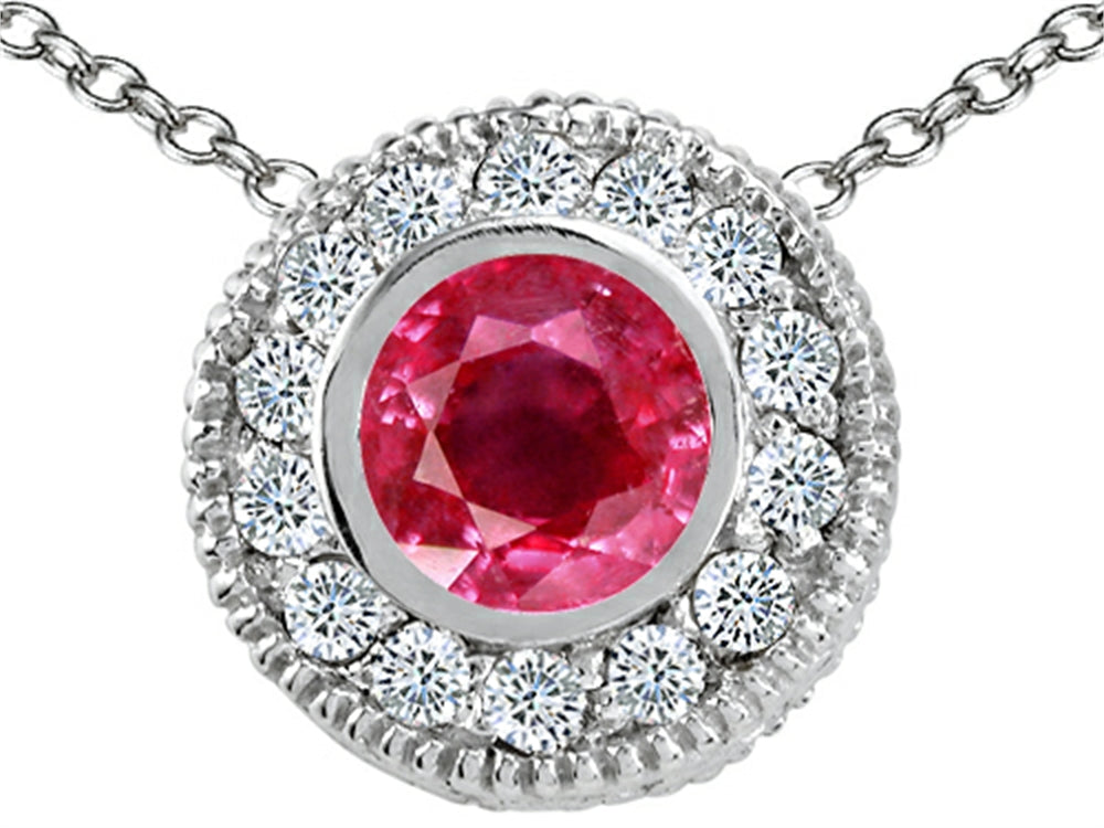 Tommaso Design™ Genuine Ruby and Diamond Pendant Necklace