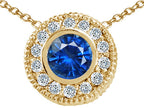 Tommaso Design™ Round 5mm Genuine Sapphire Pendant Necklace