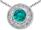 Tommaso Design™ Round 5mm Genuine Emerald Pendant Necklace