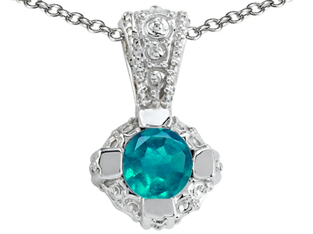 Tommaso Design™ Round 5mm Genuine Emerald Pendant Necklace