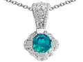 Tommaso Design™ Round 5mm Genuine Emerald Pendant Necklace