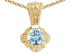Tommaso Design™ Round 5mm Genuine Aquamarine Pendant Necklace
