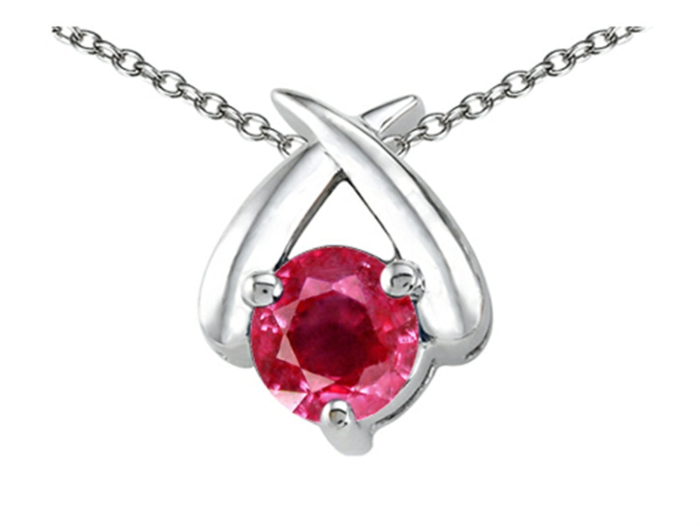 Tommaso Design™ Genuine Round Ruby Pendant Necklace