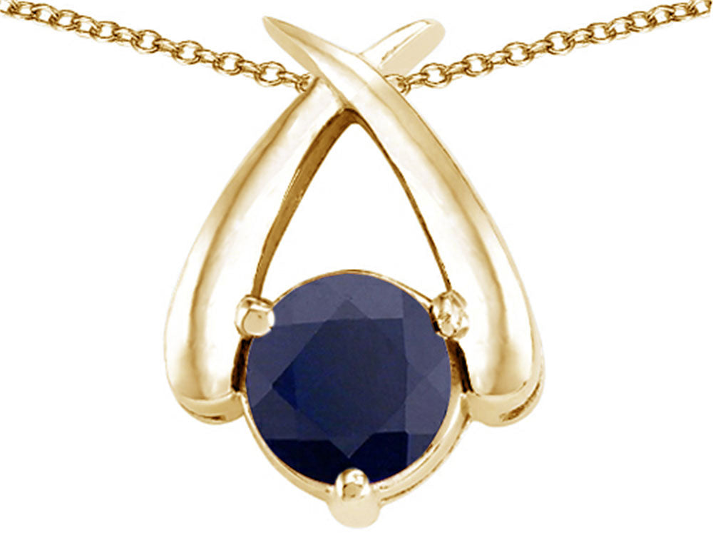 Tommaso Design™ Round Genuine Black Sapphire Pendant Necklace