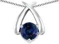 Tommaso Design™ Round 7mm Genuine Sapphire Pendant Necklace
