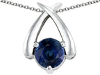 Tommaso Design™ Round 7mm Genuine Sapphire Pendant Necklace