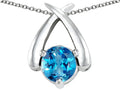 Tommaso Design™ Round 7mm Genuine Blue Topaz Pendant Necklace