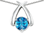 Tommaso Design™ Round 7mm Genuine Blue Topaz Pendant Necklace