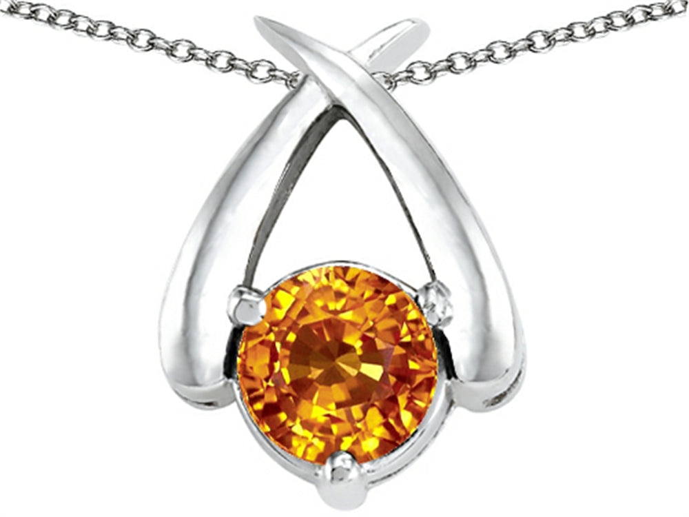Tommaso Design™ 7mm Round Genuine Citrine Pendant Necklace