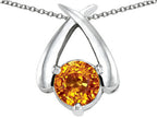 Tommaso Design™ 7mm Round Genuine Citrine Pendant Necklace