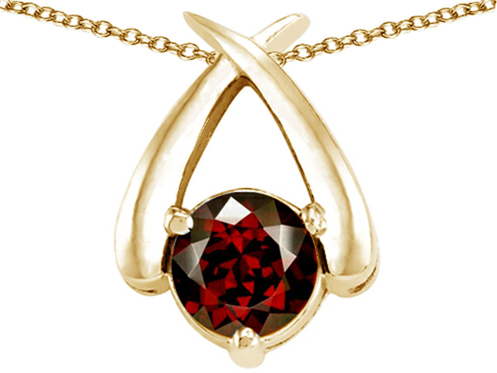 Tommaso Design™ 7mm Round Genuine Garnet Pendant Necklace