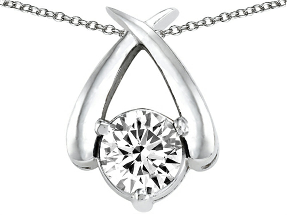 Tommaso Design™ 7mm Round Genuine White Topaz Pendant Necklace