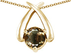 Tommaso Design™ 7mm Round Genuine Smoky Quartz Pendant Necklace