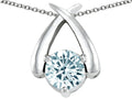 Tommaso Design™ 7mm Round Genuine Aquamarine Pendant Necklace