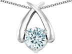 Tommaso Design™ 7mm Round Genuine Aquamarine Pendant Necklace