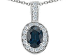 Tommaso Design™ Oval 8x6mm Genuine Sapphire Pendant Necklace