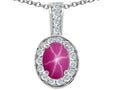 Tommaso Design™ Oval 8x6mm Created Star Ruby Pendant Necklace