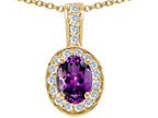 Tommaso Design™ Oval 8x6mm Genuine Amethyst Pendant Necklace