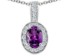 Tommaso Design™ Oval 8x6mm Genuine Amethyst Pendant Necklace