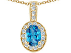 Tommaso Design™ Oval 8x6mm Genuine Blue Topaz Pendant Necklace