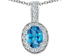 Tommaso Design™ Oval 8x6mm Genuine Blue Topaz Pendant Necklace