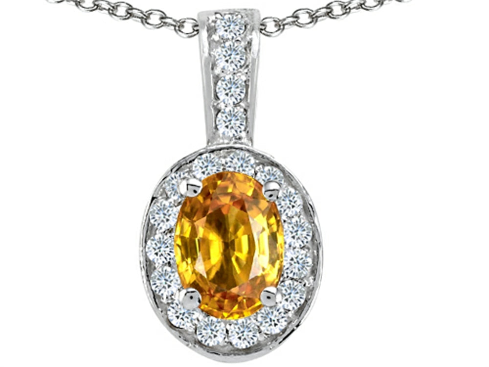 Tommaso Design™ Oval 8x6mm Genuine Citrine Pendant Necklace