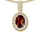 Tommaso Design™ Oval Genuine Garnet Pendant Necklace