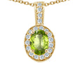 Tommaso Design™ Oval 8x6mm Genuine Peridot Pendant Necklace
