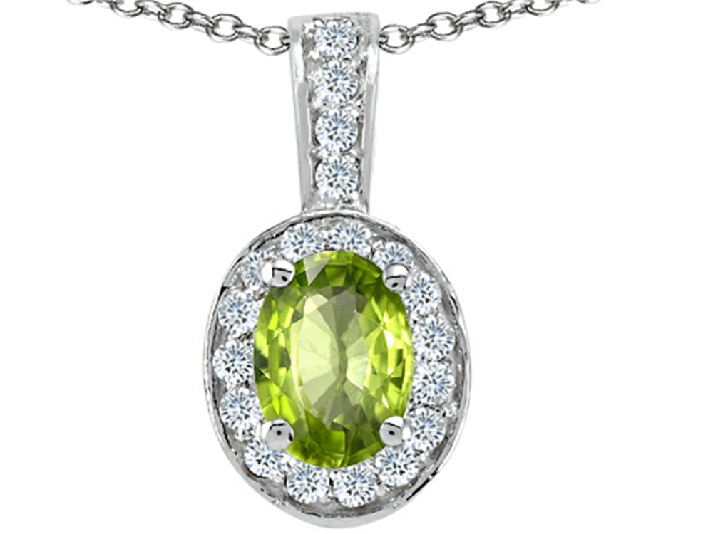 Tommaso Design™ Oval 8x6mm Genuine Peridot Pendant Necklace