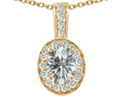 Tommaso Design™ Oval 8x6mm Genuine White Topaz Pendant Necklace