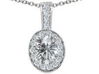 Tommaso Design™ Oval 8x6mm Genuine White Topaz Pendant Necklace