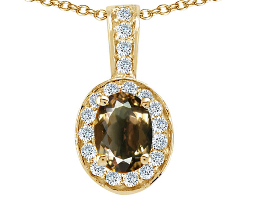Tommaso Design™ Oval 8x6mm Smokey Quartz Pendant Necklace