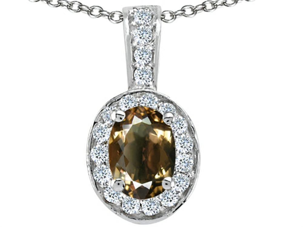 Tommaso Design™ Oval 8x6mm Smokey Quartz Pendant Necklace