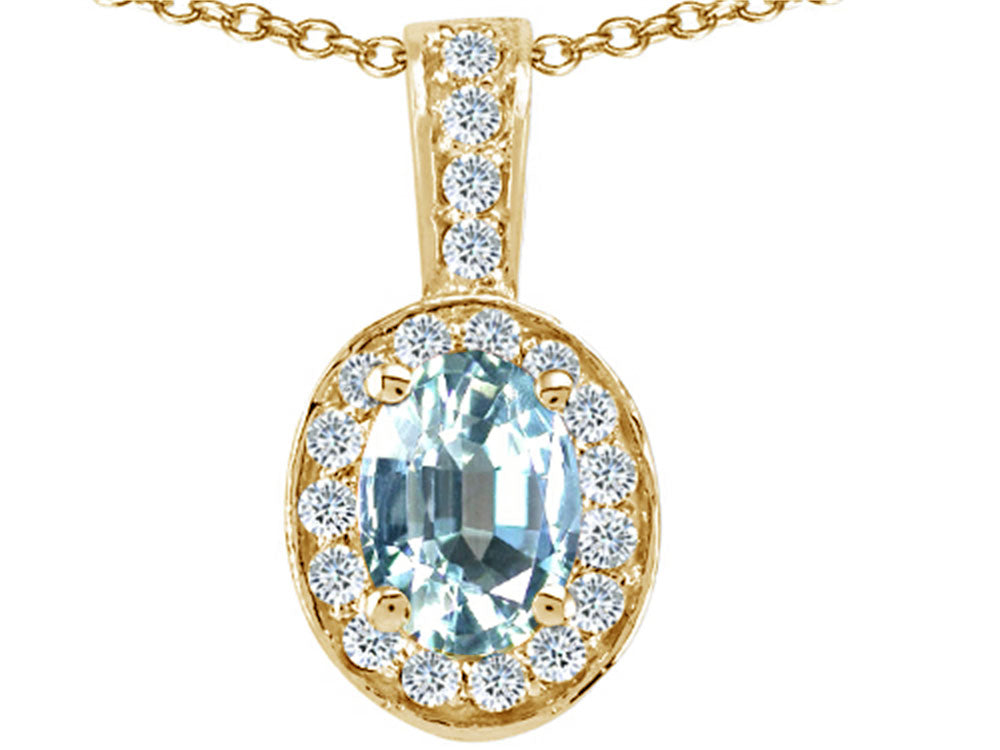 Tommaso Design™ Oval 8x6mm Genuine Aquamarine Pendant Necklace