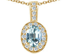 Tommaso Design™ Oval 8x6mm Genuine Aquamarine Pendant Necklace