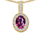 Tommaso Design™ Oval 8x6mm Genuine Rhodolite Pendant Necklace