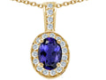 Tommaso Design™ Oval 8x6mm Genuine Iolite Pendant Necklace