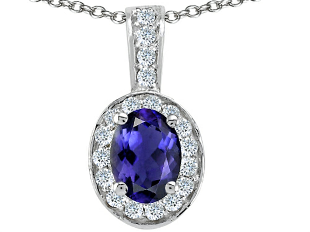 Tommaso Design™ Oval 8x6mm Genuine Iolite Pendant Necklace