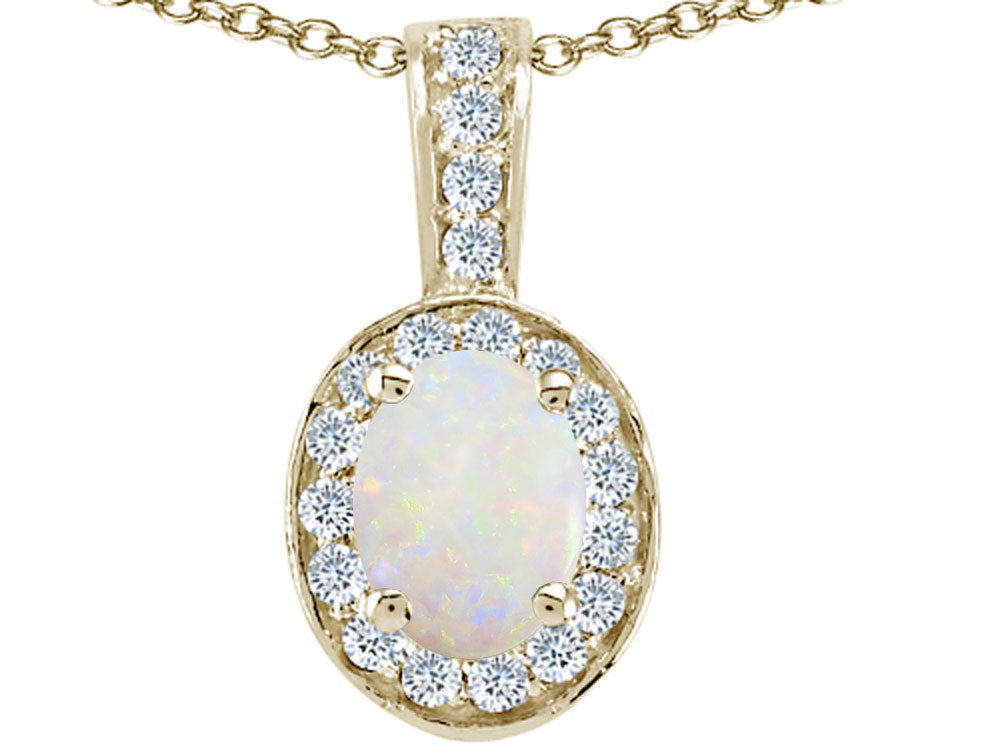 Tommaso Design™ Oval 8x6mm Genuine Opal Pendant Necklace