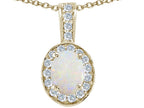Tommaso Design™ Oval 8x6mm Genuine Opal Pendant Necklace