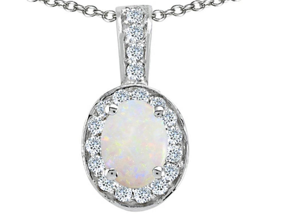 Tommaso Design™ Oval 8x6mm Genuine Opal Pendant Necklace