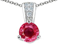 Tommaso Design™ Genuine Round Ruby and Diamond Pendant Necklace