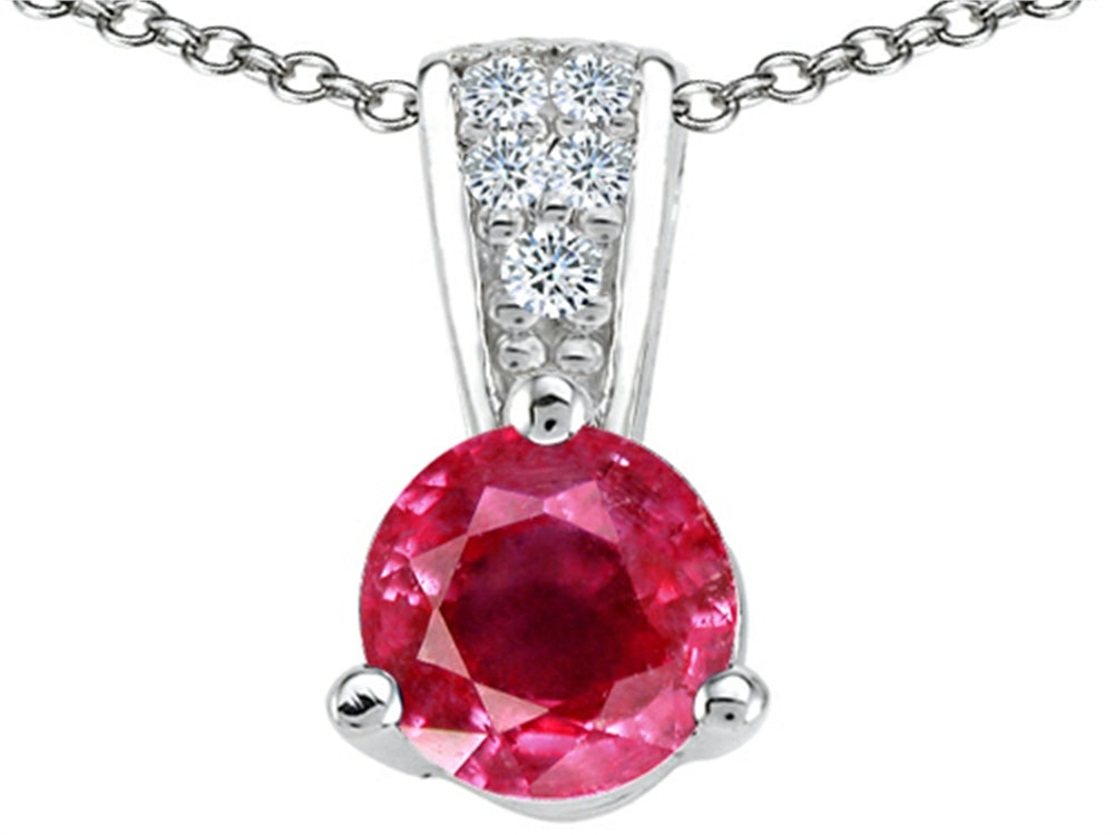 Tommaso Design™ Genuine Round Ruby and Diamond Pendant Necklace