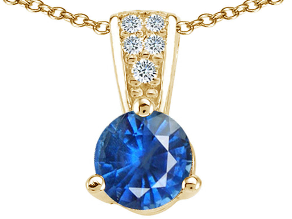 Tommaso Design™ Round Genuine Sapphire Pendant Necklace