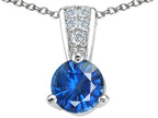 Tommaso Design™ Round Genuine Sapphire Pendant Necklace