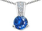 Tommaso Design™ Round Genuine Sapphire Pendant Necklace